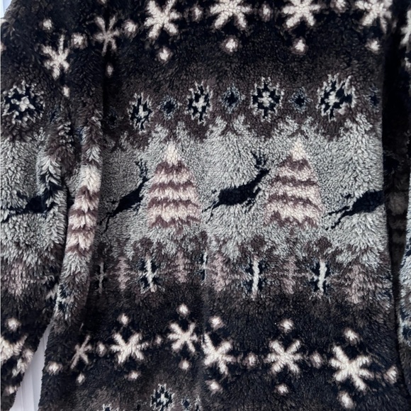 Vintage 90’s LL Bean Nordic Reindeer Button Front Fleece Jacket Size Small - Picture 7 of 15